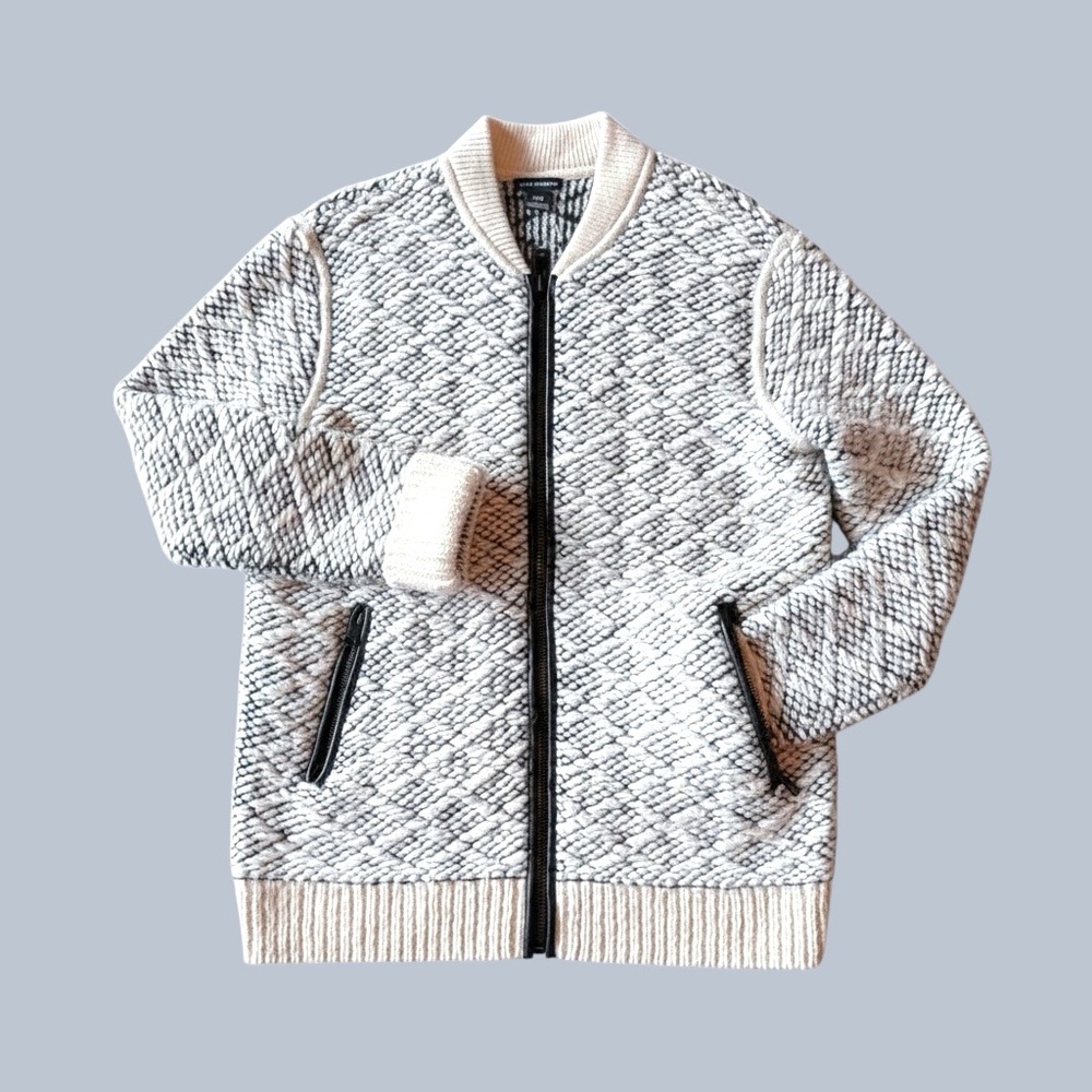 🆓 Shipping | Club Monaco Alpaca Blend Chunky Zip Up Sweater | Cream | NWPT
